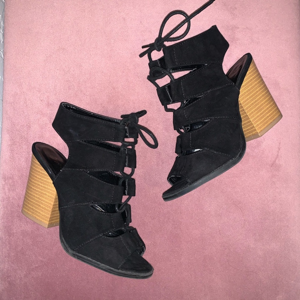 Black Suede Block Heels